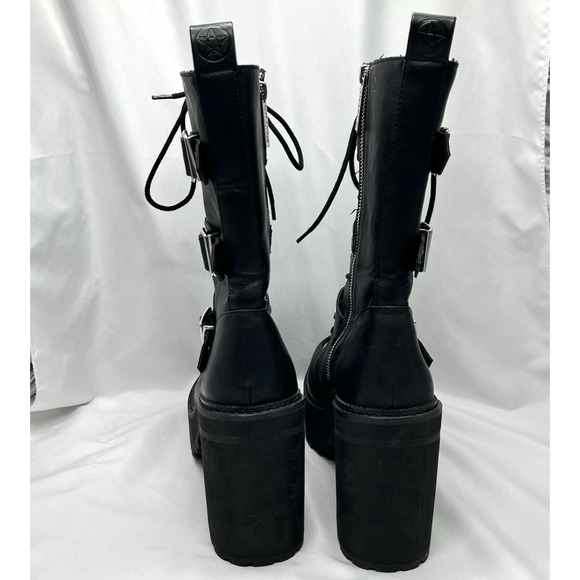 Killstar Vendetta platform boots Size 10 goth punk witchy buckle chunky heel - Picture 4 of 12